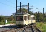 Hist. Strassenbahnzug in der Schleife Falkenberg, Sommer 2007