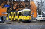 BERLIN, 03.03.2009, MetroTram M13 bei der Einfahrt in die Haltestelle Prenzlauer Allee/Ostseestraße