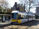 Berlin: Straenbahnlinie 63 nach Johannistal Haeckelstrae am S-Bahnhof Schneweide.(25.4.2010)