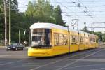 BERLIN, 27.05.2012, Wagen 8014 (neue Flexity-Tram) als MetroTramlinie M4 nach Alexanderplatz bei der Ausfahrt aus der Haltestelle Greifswalder Straße/Danziger Straße