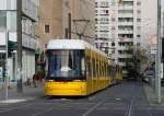 Kleiner  Tramparade . Flexity Berlin Prototyp 8001 gefolgt von einen GT6N und 
2 KTD4 bei der Kreuzung Otto-Braun-Strasse/Alexanderstrasse. 26.10.2012