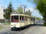 TM mit Lowa-Beiwagen - Fahrzeug 3802 des Denkmalpflegevereins Nahverkehr in Berlin in Heinersdorf.