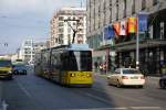 GT6N Niederflurstraßenbahn  1092  fährt am 13.03.2015 auf der Linie 12 zum Kupfergraben. Aufgenommen in Berlin, Friedrichstraße.
