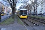 Berlin BVG SL M4 (Bombardier GT8-11ERL 8024) Prenzlauer Berg, Danziger Strasse am 2. April 2015.