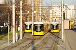 BERLIN, 27.11.2015, vor ihrem Einsatz ab Clara-Jaschke-Straße warten hier Straßenbahnzüge der Linien M5, M8 und M10