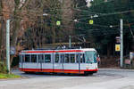   Der 1977 gebaute Triebwagen 326 ein DUEWAG Stadtbahnwagen Typ M6S der BOGESTRA (Bochum-Gelsenkirchener Straßenbahnen AG) fährt am 25.12.2018 auf der B226 in Witten als Linie 310 in