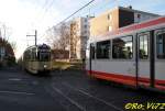 Alt trifft neu, Wagen 40 der Verkehrshistorischen AG der BOGESTRA 
und die Linie 310 an der Haltestelle Witten-Heven. 16.12.2007.