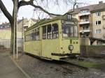 Ein ausgemusterter Verbands-Triebwagen der Bochum-Gelsenkirchener-Straenbahn steht am 9.