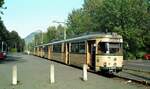 Siebengebirgsbahn__GT8-Zug mit Tw 401 [DUEWAG 1960; 1995 >Sofia], seit diesem Jahr als Linie 64 (zuvor'H'), an der Endstation Bad Honnef.