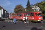 Bonn Tw 209 mit Bw 289 am Hindenburgplatz im Verluf der Hausdorffstrae, 22.10.1988.