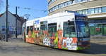 Straßenbahn-Niederflur-Gelenktriebwagen Typ MGT6D der Verkehrsbetriebe Brandenburg an der Havel GmbH (Nr.103) als Linie 6 am 23.03.20 Brandenburg Hbf.