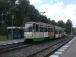 Brandenburg(Havel): Straenbahnlinie 6 nach Hauptbahnhof an der Haltestelle Hohenstcken Nord.