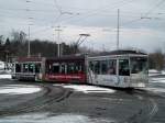 Braunschweig: Straßenbahnlinie M1 nach Radeklint Inselwall am Hauptbahnhof.(3.12.2013)   