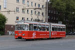 Triebwagen 557  der Bremer Straßenbahn e.V. Kreuzung Neuenlanderstraße/Flughafendamm. Ri Flughafen - 6.8.23 25 Jahre Linienverlängerungen der Äste zum Flughafen und zur Universität