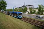 Am 18.05.2012 ist Wagen 606 der CVAG kurz hinter der Haltestelle Vita-Center auf Linie 5 unterwegs.