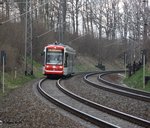 Der neue Triebzug 431 des VMS an der ehemaligen Unterquerung der Strecke in Chemnitz-Furth auf der Fahrt zum Hbf.-Chemnitz, kommend von Mittweida.
Die Zugzielanzeige hat man wohl vergessen um zustellen.
06.04.2016