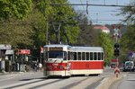 Wagen 519 biegt am 06.05.16 vom Chemnitzer Hbf kommend in die Straße der Nationen ein