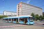 Straßenbahn Chemnitz / CVAG Chemnitz: Bombardier Variobahn 6NGT-LDE der Chemnitzer Verkehrs-AG (CVAG) - Wagen 603, aufgenommen im Juni 2016 in der Innenstadt von Chemnitz.