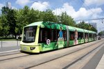 Straßenbahn Chemnitz / CVAG Chemnitz: Bombardier Variobahn 6NGT-LDE der Chemnitzer Verkehrs-AG (CVAG) - Wagen 609, aufgenommen im Juni 2016 in der Innenstadt von Chemnitz.