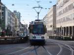 Wagen 9117 (Trondheim) Typ ST12 als Linie 5 Richtung Kranichstein an der Haltestelle Luisenplatz. Fotografiert am 04.03.2010