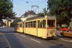 Darmstadt Tw 15 mit Bw 196 in der Heidelberger Strae, 11.08.1986.