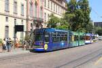 Strassenbahn Darmstadt HEAG  Triebwagen 9858 + Beiwagen xxxx  Haltestelle Schloss  22/7/2022