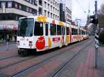 Doppeltraktion aus Stadtbahnwagen der Bauart N8C an der Haltestelle Kampstrae in Dortmund auf dem Weg zum Westentor.