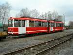 Ein ehemaliger GT4 der Dortmunder Straenbahn steht am 03.02.2005 in dem kleinen Straenbahnmuseum am Mooskamp in Dortmund-Nette.