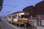 Dortmund Tw 25 in der Bornstrae, 18.06.1988. Rechts vom Tw ist die Rampe zur heutigen U-Bahn Strecke erkennbar.