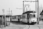 28.04.1985. Dresden, nach der Sperrung des  Blauen Wunder s für den Straßenbahnverkehr am 9.4.1985 verkehrte die Linie 4 zwischen Radebeul und der Gleisschleife gegenüber dem Straßenbahnhof Johannstadt. Hier habe ich heute einige Fotos geschossen.