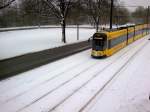 Im Winterlich Verschneiten Coschtz fhrt 2801 Richtung Coschtz.
