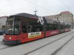 Dresden - Strassenbahn Nr.2520 mit Werbung unterwegs auf der Linie 4 am 10.12.2008