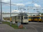 DVB-Museum Dresden 2003-04-27 Wagen 1538 und 2 Beiwagen