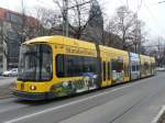 Dresden - Strassenbahn Nr.2585 unterwegs auf der Linie 11 am 10.12.2008