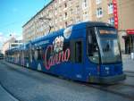 NGTD12DD - Wagen 2805 mit Werbung fr das Casino Dresden auf der neuen Trasse Postplatz/Wallstr.