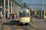 Triebwagen 1585 mit Beiwagen 1413 am 04.10.14 auf Sonderfahrt am Dresdner Hauptbahnhof