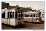 Historischer DWAG TW 267 und Groraumwagen TW 2014 der Rheinbahn anl. Tag der offenen Tr im Betriebshof Heerdt am 13.05.2007