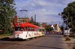 Dsseldorf Tw 2403 mit Bw 1642 am 01.08.1987 auf der Klner Landstrae.