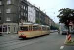 Fernbahnlinien der Düsseldorfer Rheinbahn: Auf den Fernbahnlinien nach Duisburg und  Krefeld setzte die Rheinbahn bis in die 1970er Jahre extra für diese Linien beschaffte Fahrzeuge ein. Um die letzten Altbautriebwagen auf der Linie K nach Krefeld zu ersetzen, wurden 1966 fünf Triebwagen des Typs K66 beschafft. Nachdem sie dafür nicht mehr benötigt wurden, setzte sie die Rheinbahn auf innerörtlichen Linien ein, wie hier Tw 2266 auf der Linie 702 Mitte der 1980er Jahre auf der Collenbachstraße.