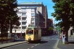 Der Rheinbahn-Museumstriebwagen 17 wurde ebenfalls bei den Sonderfahrten der Rheinbahn zum 125-jährigen Jubiläum der Düsseldorfer Straßenbahn im Sommer 2001 eingesetzt, hier an der