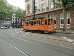 Alter Arbeitswagen der Reheinbahn (Dsseldorf) bei der Strassenbahnparade zum Abschied des Betriebshoffes  Steinberg  (19.06.2011).