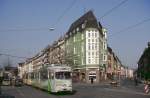 Düsseldorf Tw 2405 in der Collenbachstraße, 05.03.1987.