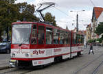 Strassenbahn Erfurt.
Mit verschiedenen Strassenbahntypen unterwegs am 18. September 2019.
Die  TATRAS  konnte ich nur noch auf der Stadtrundfahrt erleben.
Foto: Walter Ruetsch  
