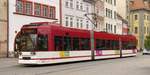 15. Oktober 2012, Straßenbahn Erfurt, Tw 606 am Anger. Typ MGT6DE: Dreiteiliger sechsachsiger Niederflur-Gelenktriebwagen für Einrichtungsbetrieb. Hersteller DUEWAG 1996. 12 Stück in Erfurt vorhanden.