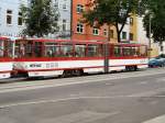 TATRA Triebwagen 553 als Beiwagen eines TATRA-Zuges der Linie 3, hier in der Nordhuser Strasse in Richtung Domplatz, 2006.