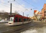 EVAG 624 hat am 14.03.2013 als Linie 6 vom Wiesehgel die Zielhaltestelle Domplatz Sd erreicht und fhrt weiter zur Wendeschleife am Domplatz, die sonst nur fr Stadtrund- und Sonderfahrten genutzt wird. Wegen der  Baumanahme Schlsserbrcke  verkehren aber alle Linien seit 11.03.2013 mit vernderter Linienfhrung, da derzeit kein Fahrbetrieb zwischen Anger und Domplatz mglich ist.