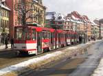 EVAG 495 + 450 als Linie 2 (Europaplatz - P+R Messe/ega), am 14.03.2013 an der Haltestelle Domplatz Nord.