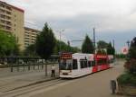 EVAG 609 mit neuer Werbung, als Linie 6 zur Steigerstraße, am 05.06.2014 im Rieth.