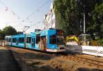 EVAG 610 als Linie 5 (Löberwallgraben - Zoopark), am 03.07.2014 auf dem eingleisigen Abschnitt im Bereich der Baustelle in der Johannestraße.