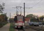 Damit der mit Abschiedsgrüßen versehene Tatrawagen EVAG 405 am 17.10.2014, dem letzten Tag der Tatrawagen im Erfurter Linienverkehr, als führender Wagen fahren konnte, mußte er in